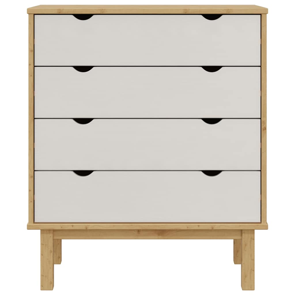 vidaXL Drawer Cabinet OTTA Brown&White 76.5x39.5x90cm Solid Wood Pine