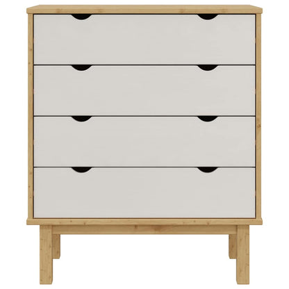 vidaXL Drawer Cabinet OTTA Brown&White 76.5x39.5x90cm Solid Wood Pine