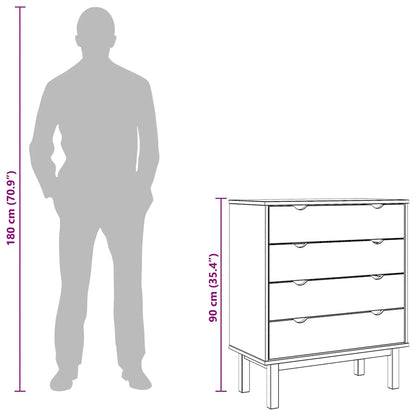 vidaXL Drawer Cabinet OTTA Brown&White 76.5x39.5x90cm Solid Wood Pine