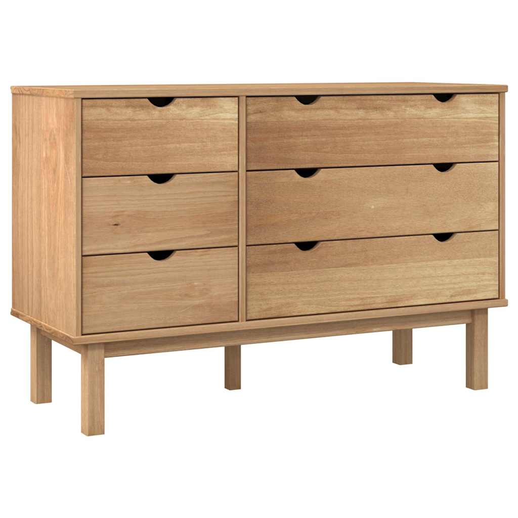 vidaXL Drawer Cabinet"OTTA" 111x43x73,5 cm Solid Wood Pine