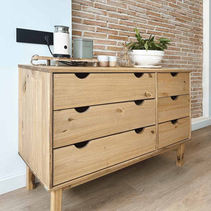 vidaXL Drawer Cabinet"OTTA" 111x43x73,5 cm Solid Wood Pine