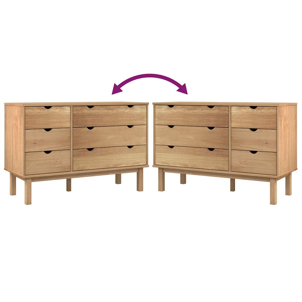vidaXL Drawer Cabinet"OTTA" 111x43x73,5 cm Solid Wood Pine