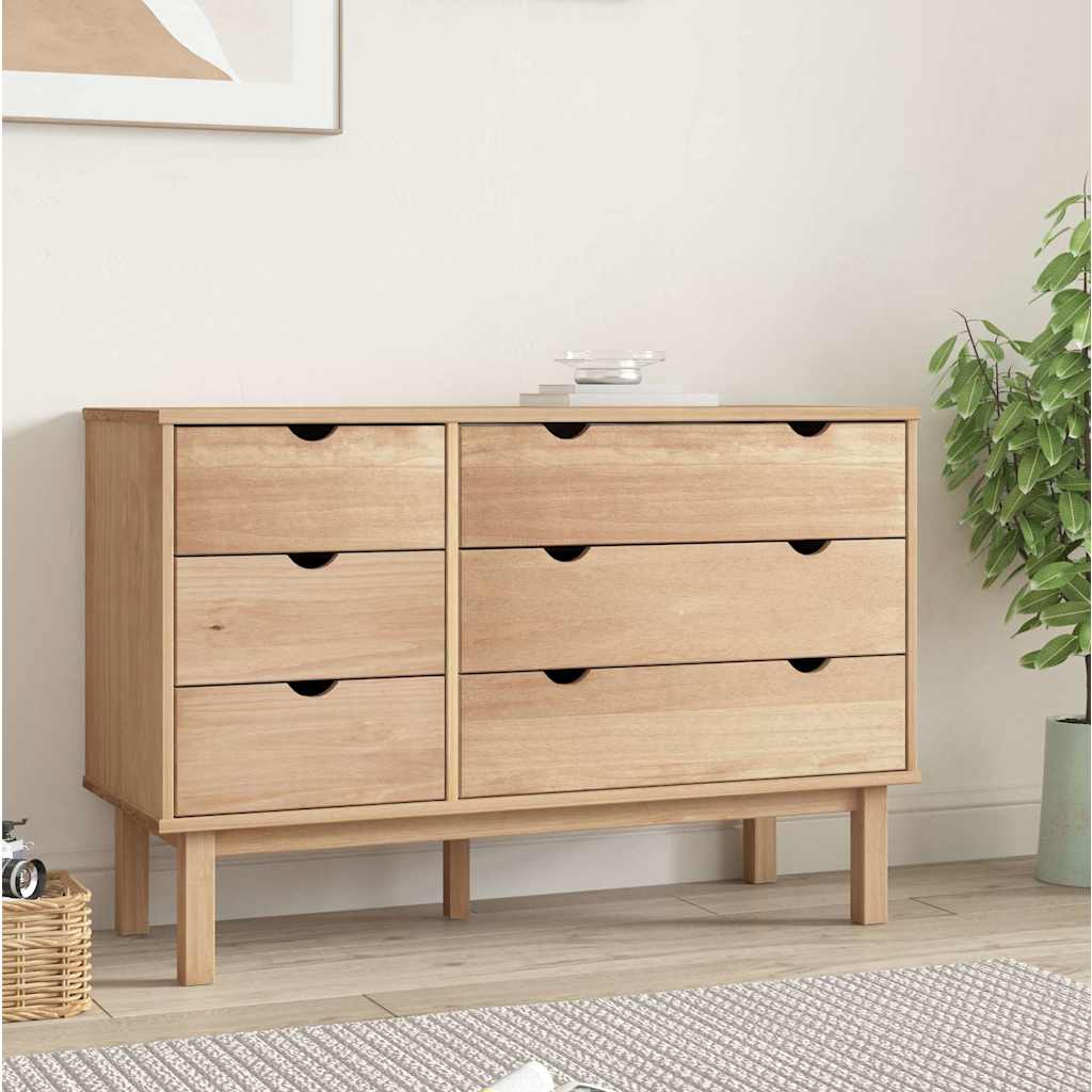 vidaXL Drawer Cabinet"OTTA" 111x43x73,5 cm Solid Wood Pine