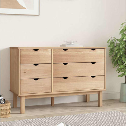 vidaXL Drawer Cabinet"OTTA" 111x43x73,5 cm Solid Wood Pine