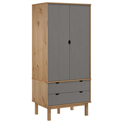 vidaXL Wardrobe "OTTA" Brown and Grey 76,5x53x172 cm Solid Wood Pine