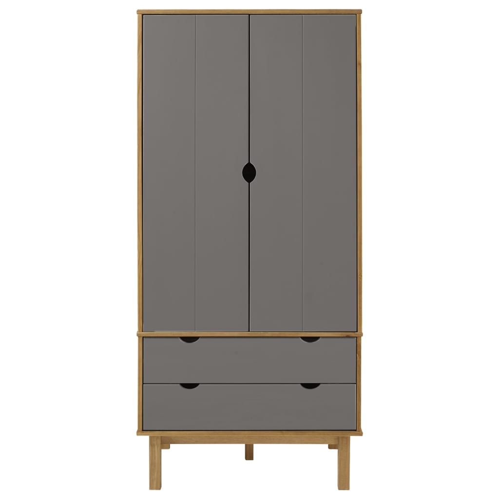 vidaXL Wardrobe OTTA Brown and Grey 76.5x53x172 cm Solid Wood Pine