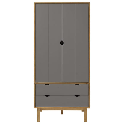 vidaXL Wardrobe OTTA Brown and Grey 76.5x53x172 cm Solid Wood Pine