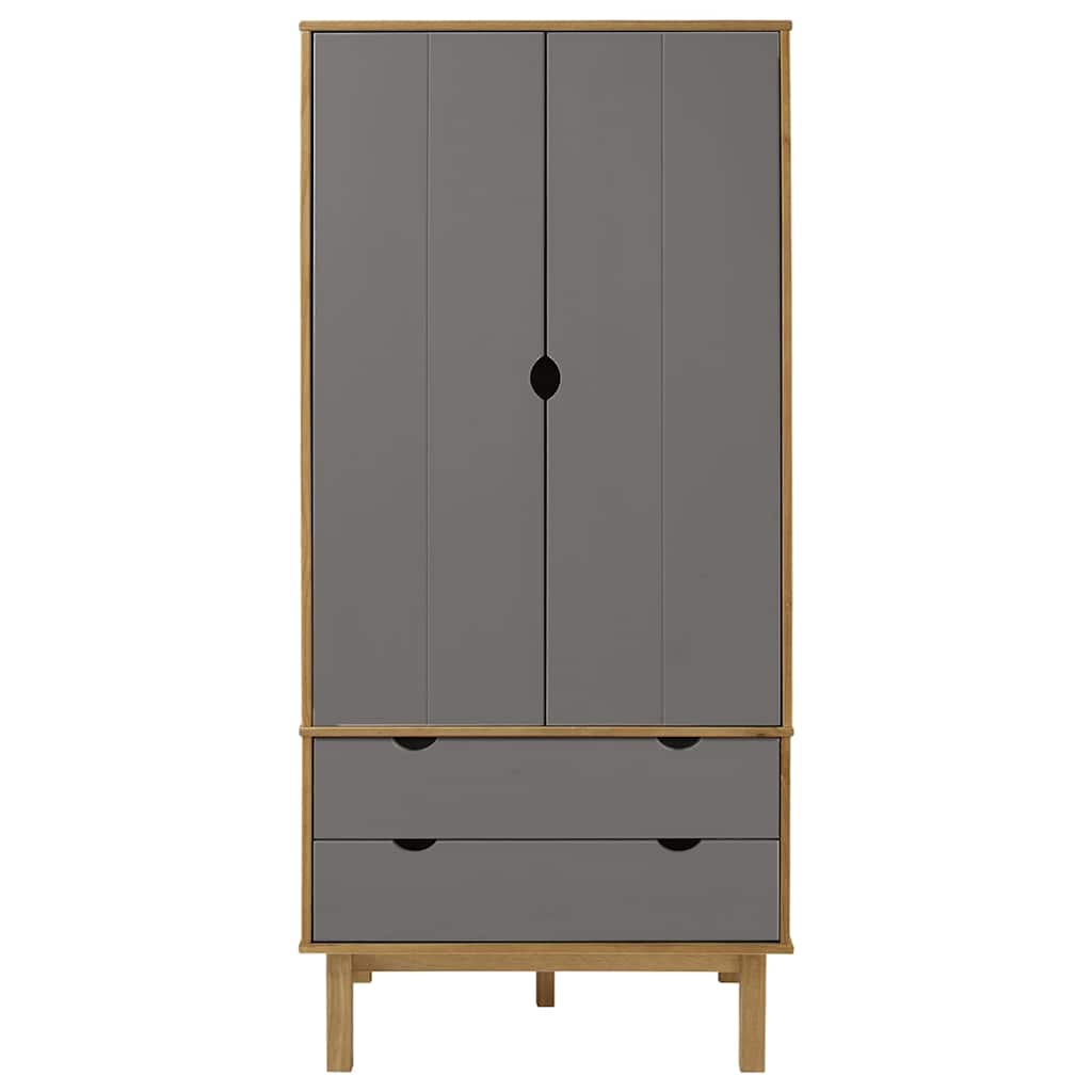 vidaXL Wardrobe "OTTA" Brown and Grey 76,5x53x172 cm Solid Wood Pine