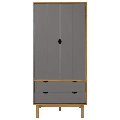 vidaXL Wardrobe "OTTA" Brown and Grey 76,5x53x172 cm Solid Wood Pine