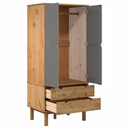 vidaXL Wardrobe "OTTA" Brown and Grey 76,5x53x172 cm Solid Wood Pine