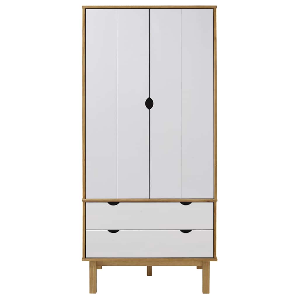 vidaXL Wardrobe "OTTA" Brown and White 76,5x53x172 cm Solid Wood Pine
