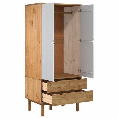 vidaXL Wardrobe "OTTA" Brown and White 76,5x53x172 cm Solid Wood Pine