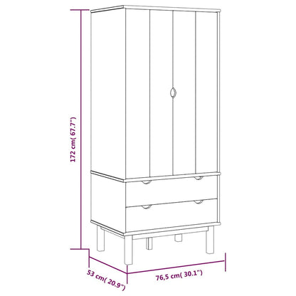 vidaXL Wardrobe "OTTA" Brown and White 76,5x53x172 cm Solid Wood Pine