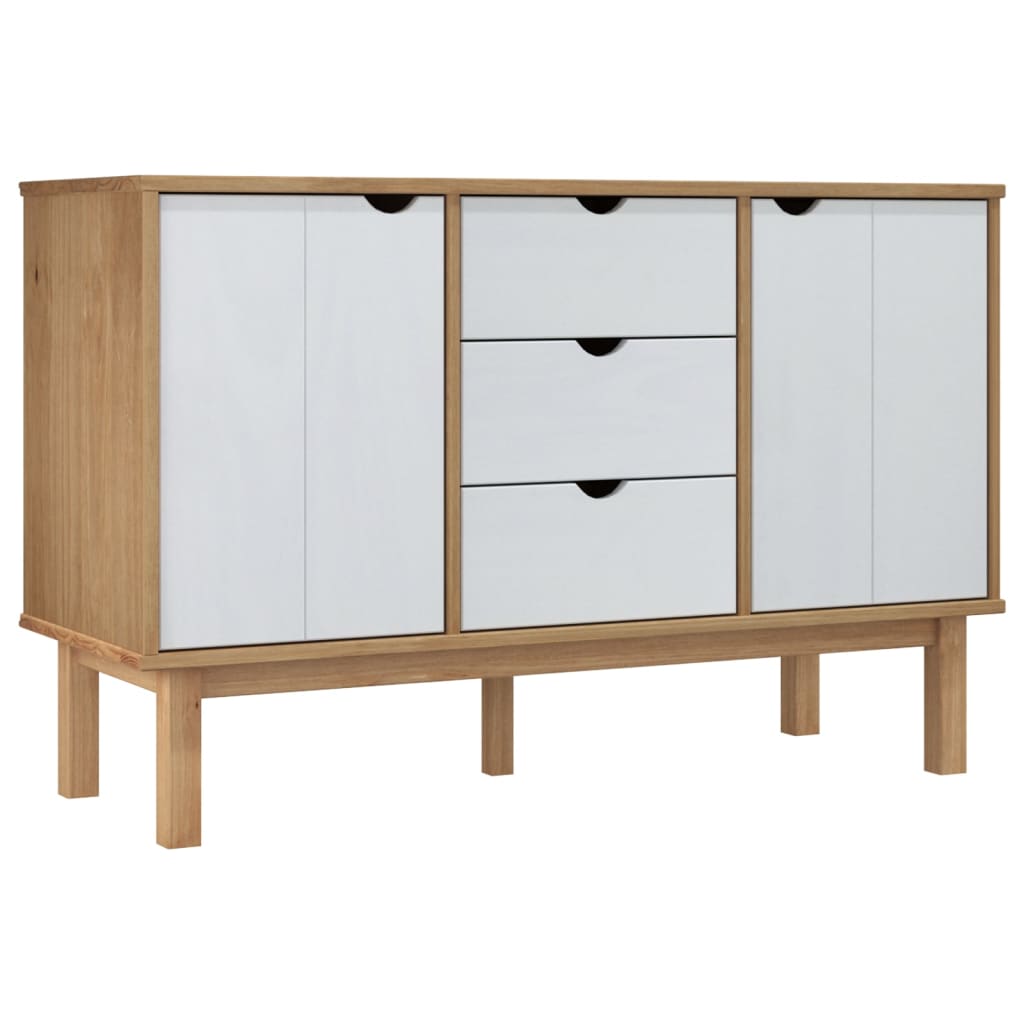 vidaXL Sideboard OTTA Brown and White 113.5x43x73 cm Solid Wood Pine