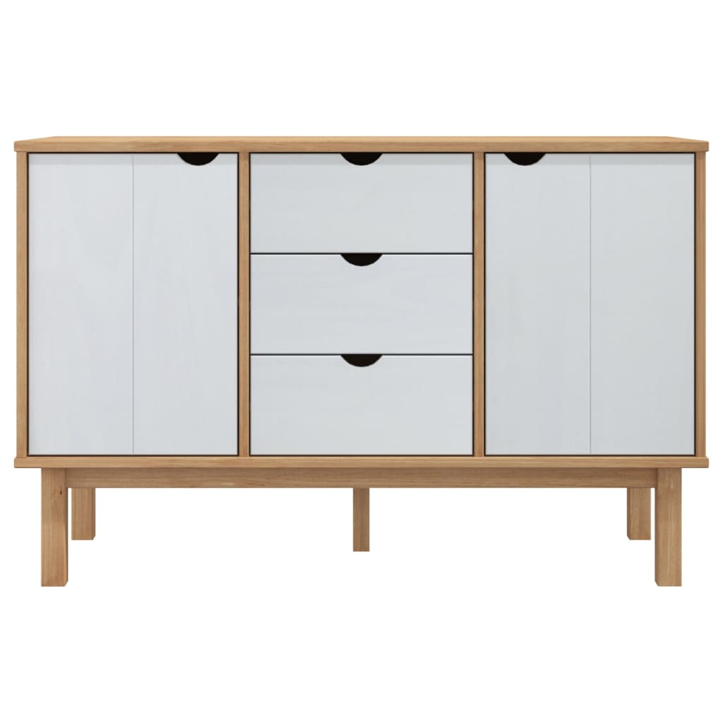 vidaXL Sideboard OTTA Brown and White 113.5x43x73 cm Solid Wood Pine