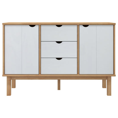 vidaXL Sideboard OTTA Brown and White 113.5x43x73 cm Solid Wood Pine