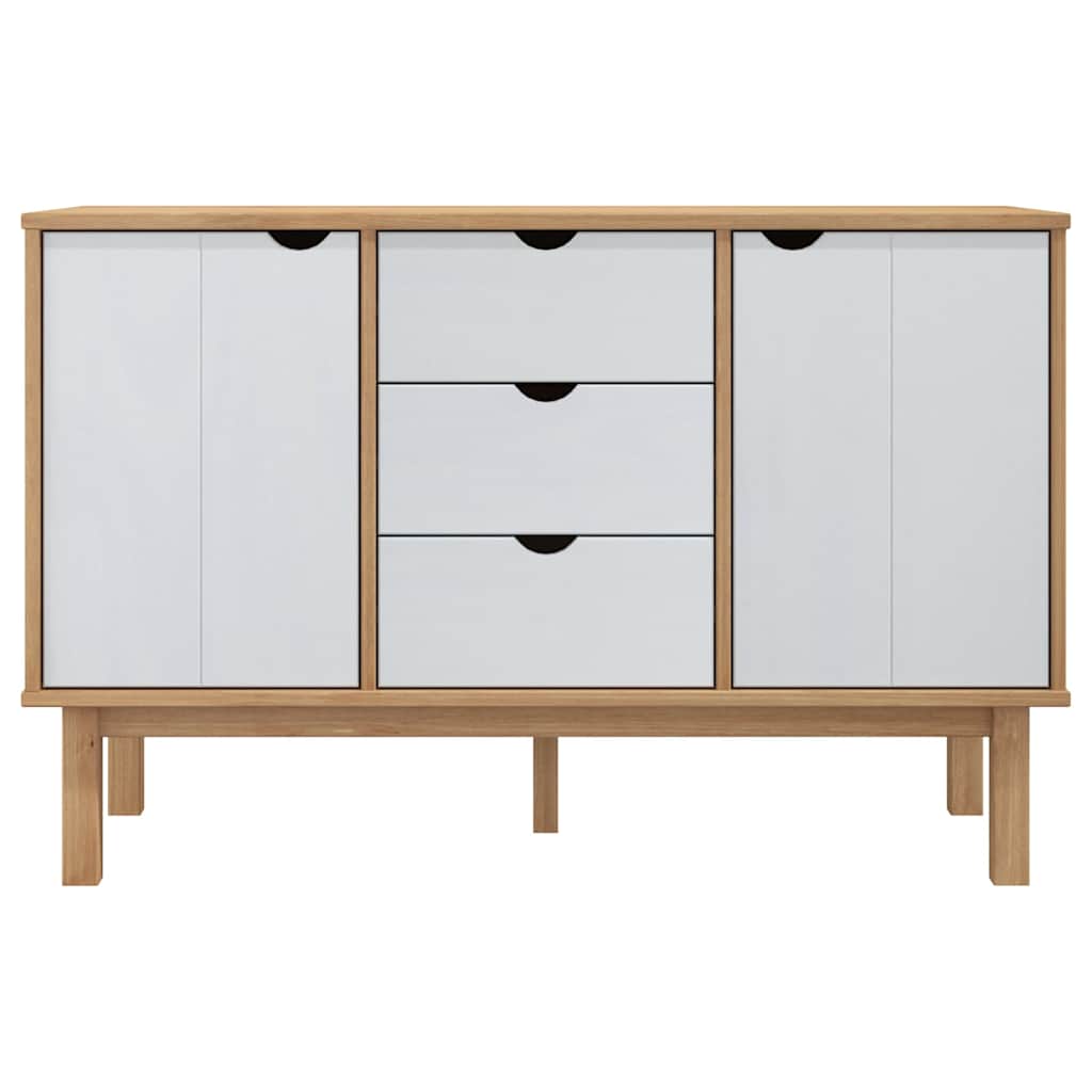 vidaXL Sideboard "OTTA" Brown and White 113,5x43x73 cm Solid Wood Pine
