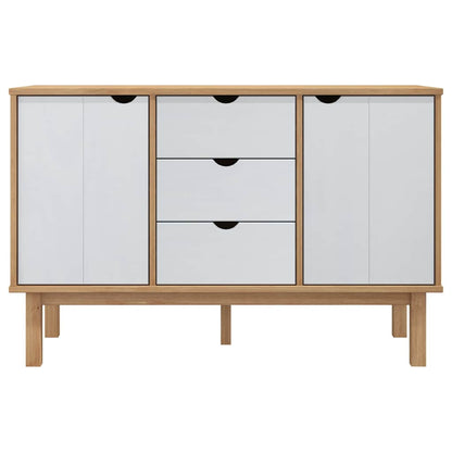 vidaXL Sideboard "OTTA" Brown and White 113,5x43x73 cm Solid Wood Pine