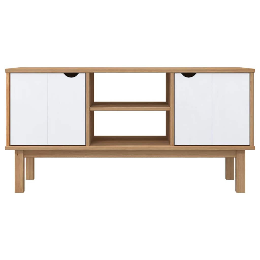 vidaXL TV Cabinet "OTTA" Brown and White 113,5x43x57cm Solid Wood Pine