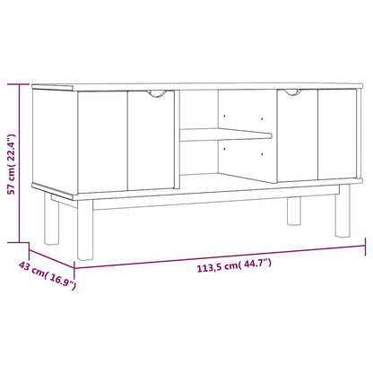 vidaXL TV Cabinet "OTTA" Brown and White 113,5x43x57cm Solid Wood Pine