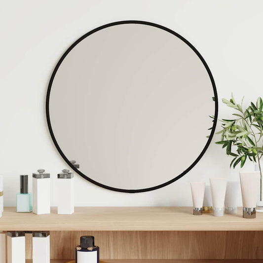 vidaXL Wall Mirror Black Ø 40 cm Round