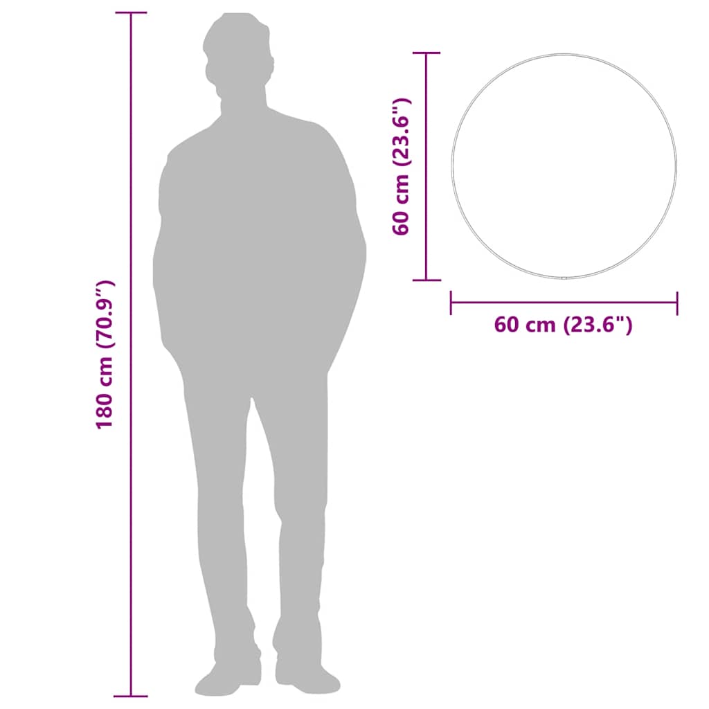 vidaXL Wall Mirror Black Ø 60 cm Round