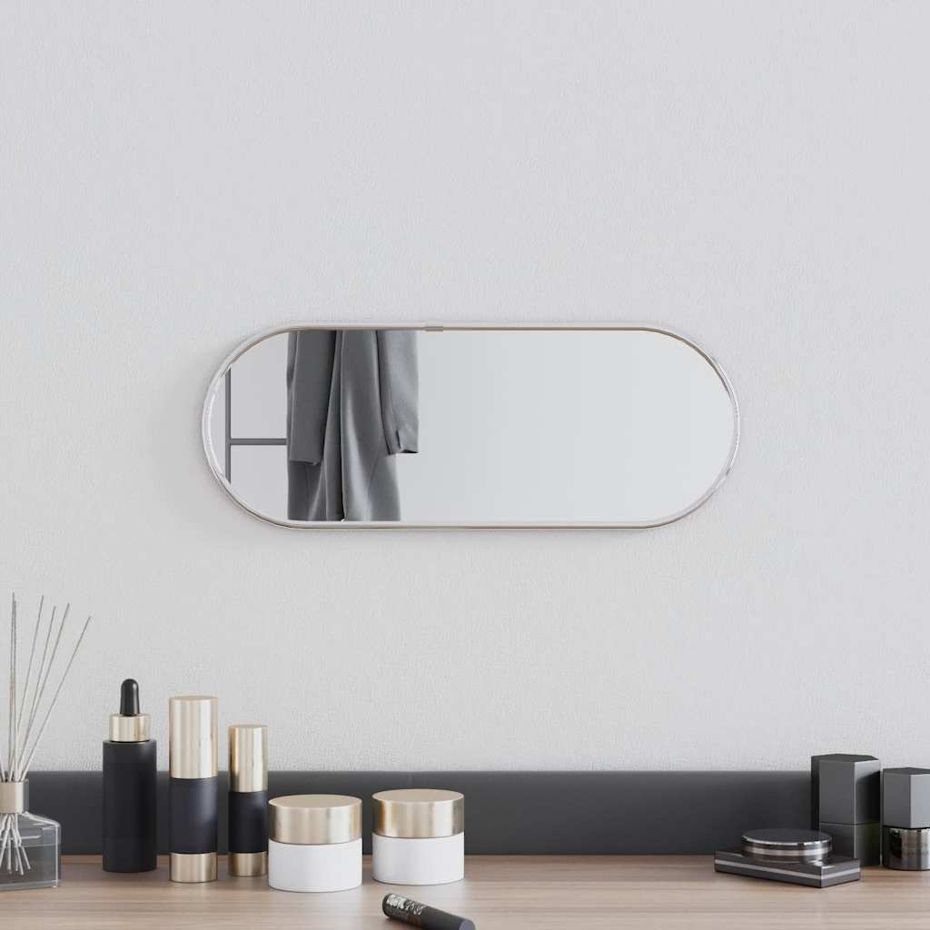 vidaXL Wall Mirror | Silver | Glass, PVC | 40 x 15 cm | Minimalistic