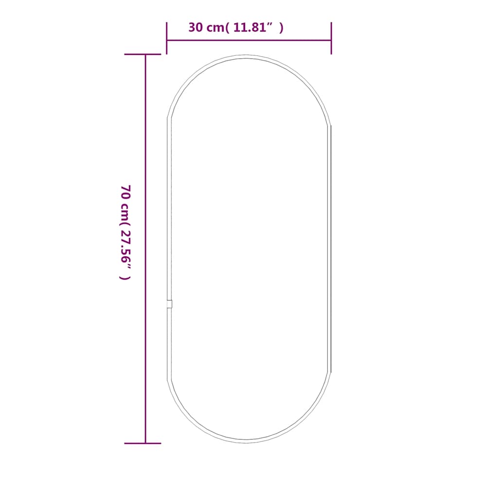 vidaXL Wall Mirror Silver 70x30 cm Oval