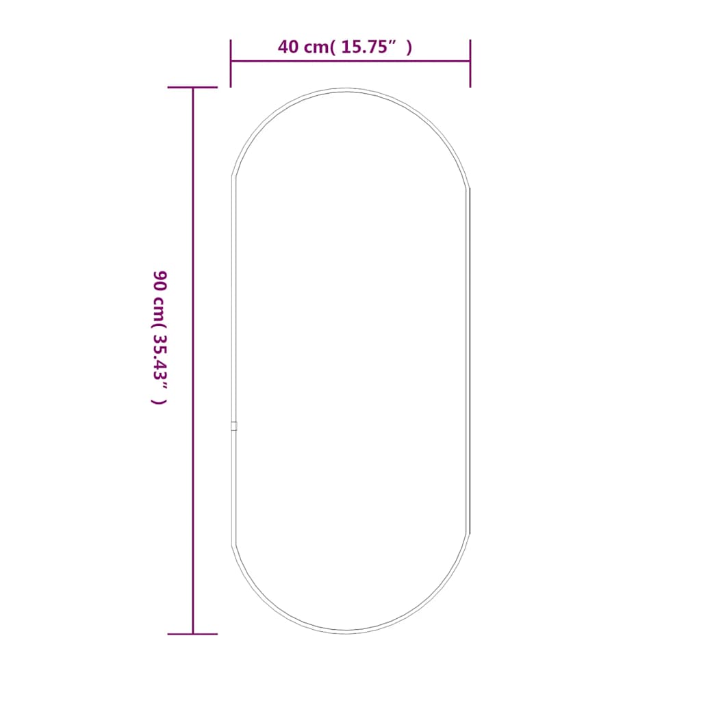 vidaXL Wall Mirror Silver 90x40 cm Oval