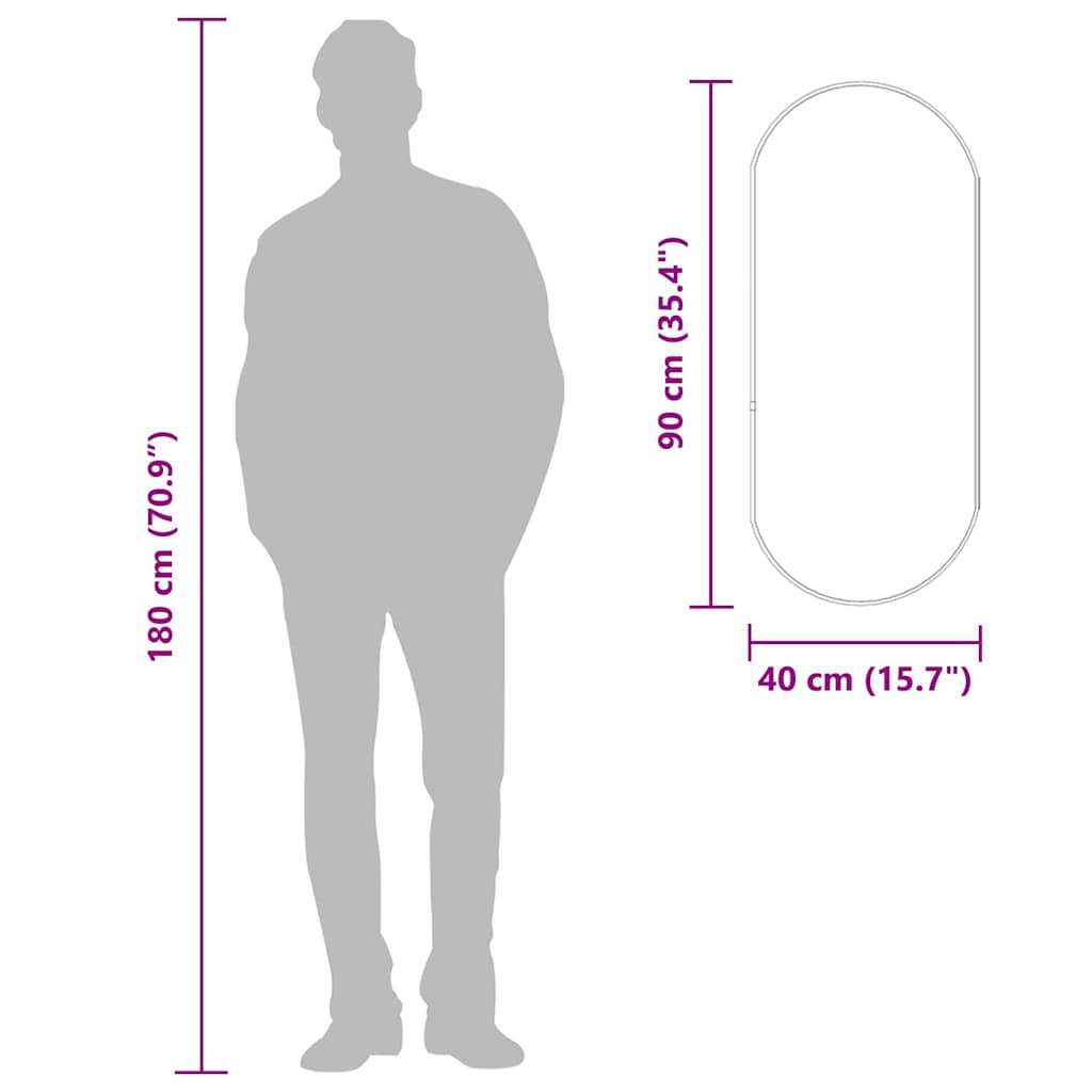 vidaXL Wall Mirror Silver 90x40 cm Oval