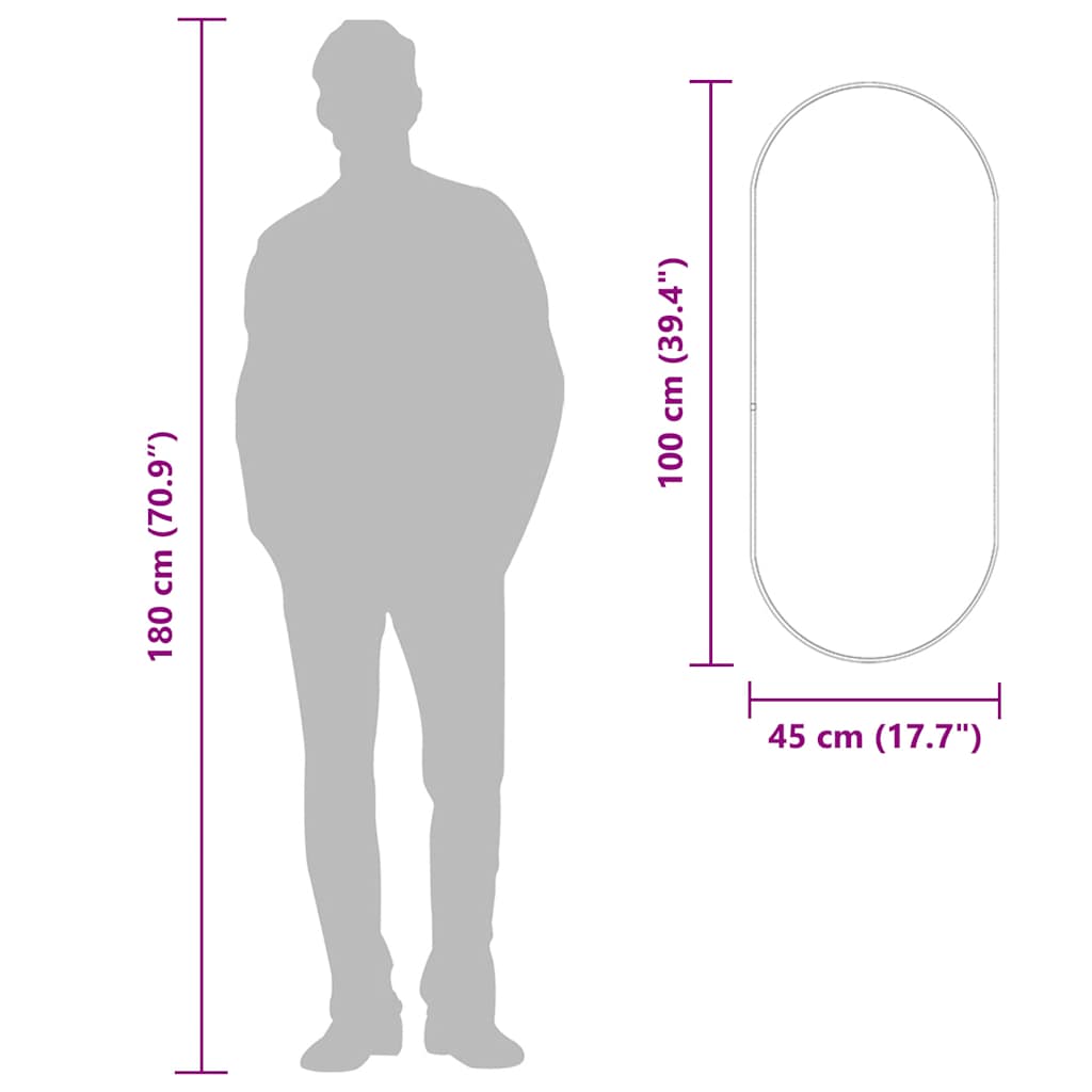 vidaXL Wall Mirror Silver 100x45 cm Oval