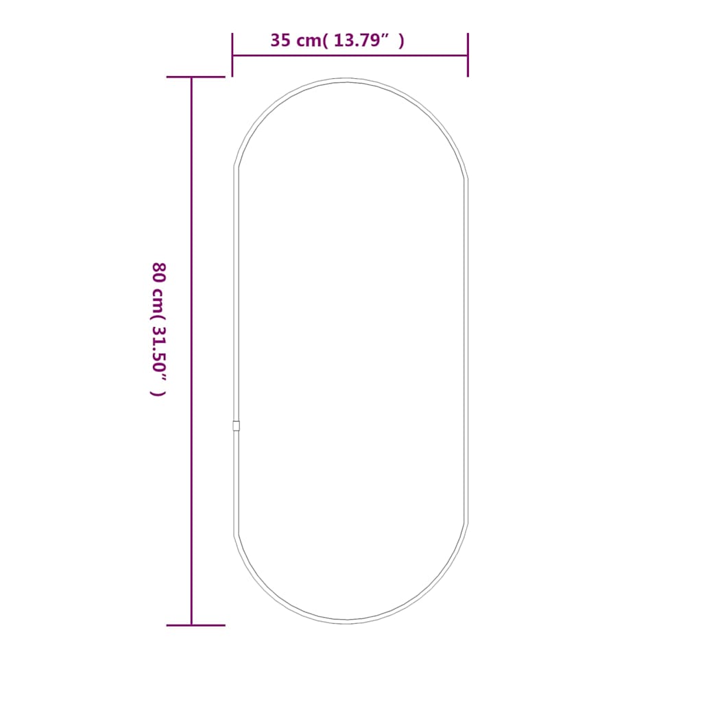 vidaXL Wall Mirror Gold 80x35 cm Oval