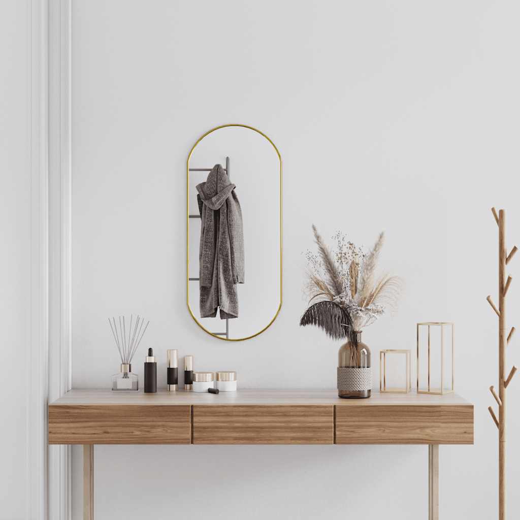 vidaXL Wall Mirror Gold 80x35 cm Oval