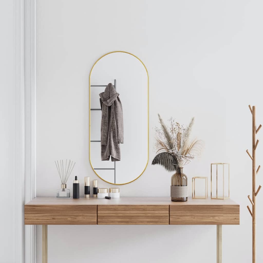 vidaXL Wall Mirror Gold 100x45 cm Oval