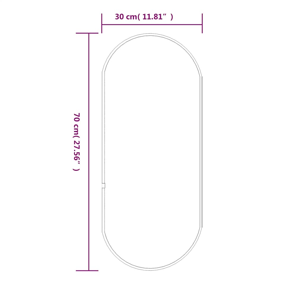 vidaXL Wall Mirror Black 70x30 cm Oval