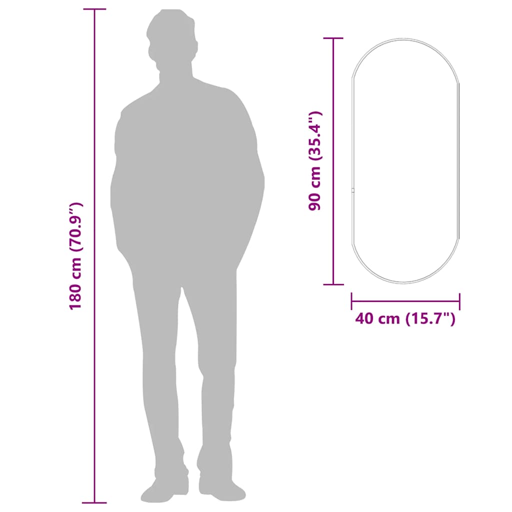 vidaXL Wall Mirror Black 90x40 cm Oval