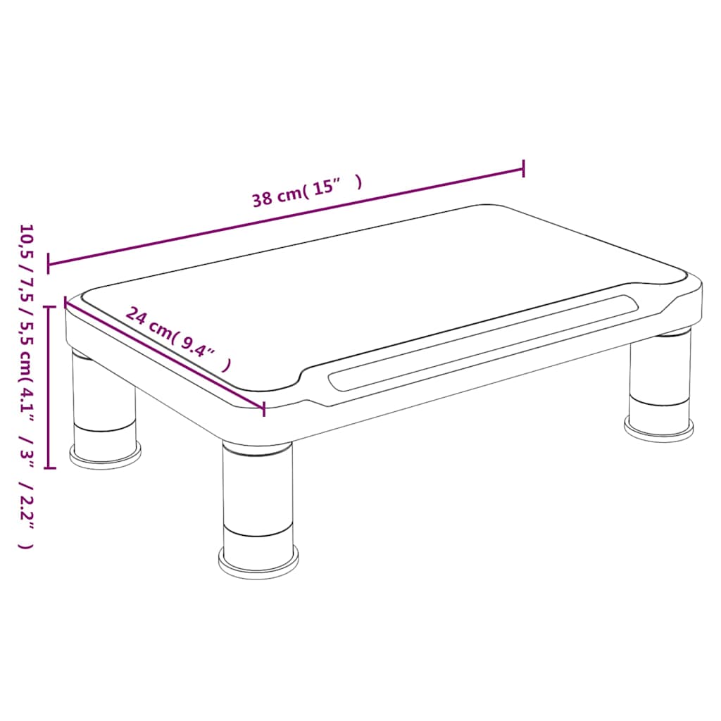 vidaXL Monitor Stand Black 38x24x10,5 cm