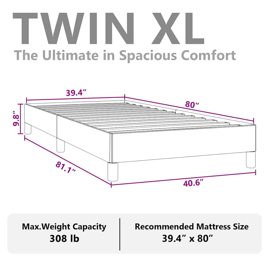 vidaXL Bed Frame without Mattress Light Grey 100x203 cm Twin XL Fabric