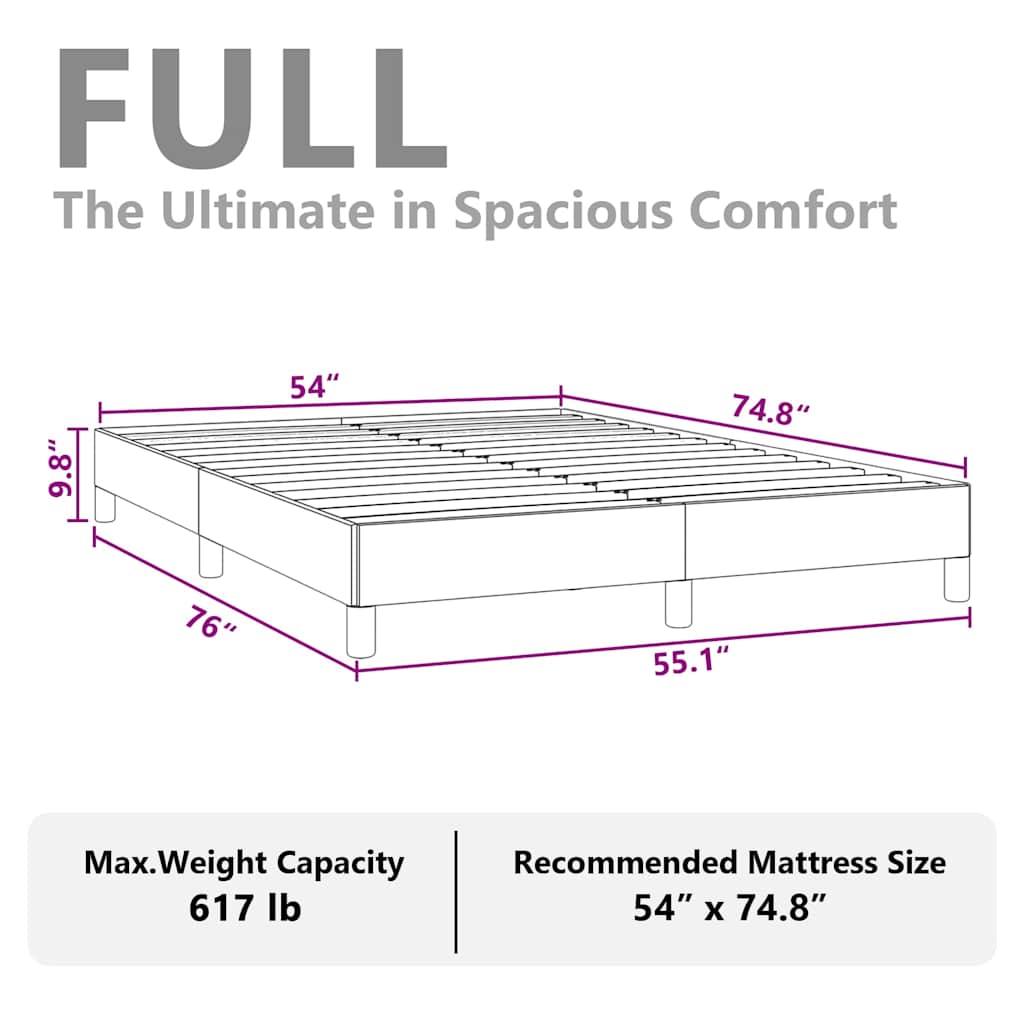 vidaXL Bed Frame without Mattress Light Grey 137x190 cm Full Fabric