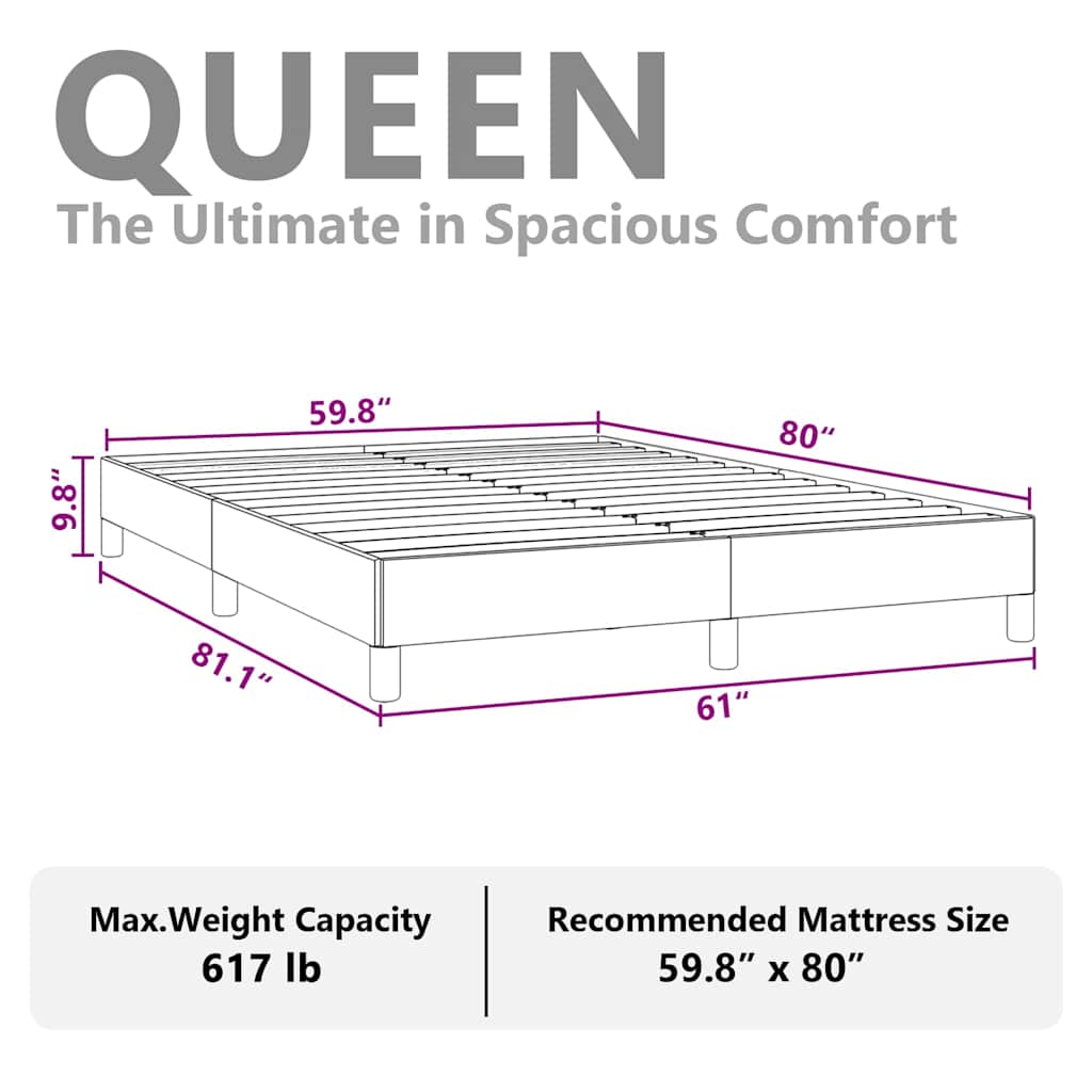 vidaXL Bed Frame without Mattress Light Grey 152x203 cm Queen Fabric