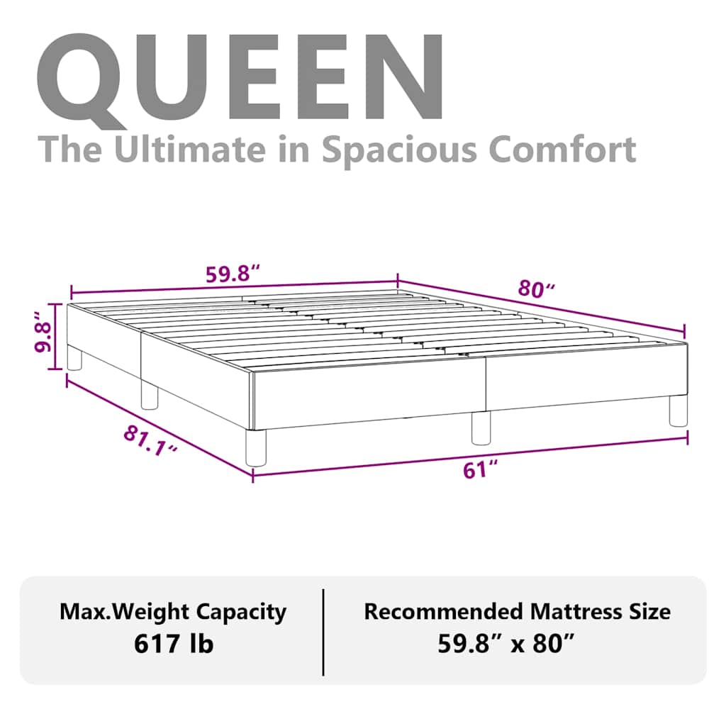 vidaXL Bed Frame without Mattress Dark Grey 152x203 cm Queen Fabric