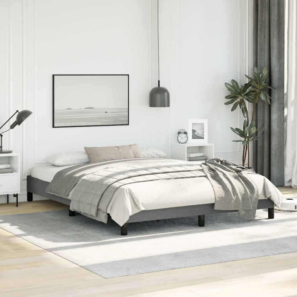 vidaXL Bed Frame without Mattress Dark Grey 152x203 cm Queen Fabric