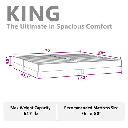 vidaXL Bed Frame without Mattress Light Grey 193x203 cm King Fabric