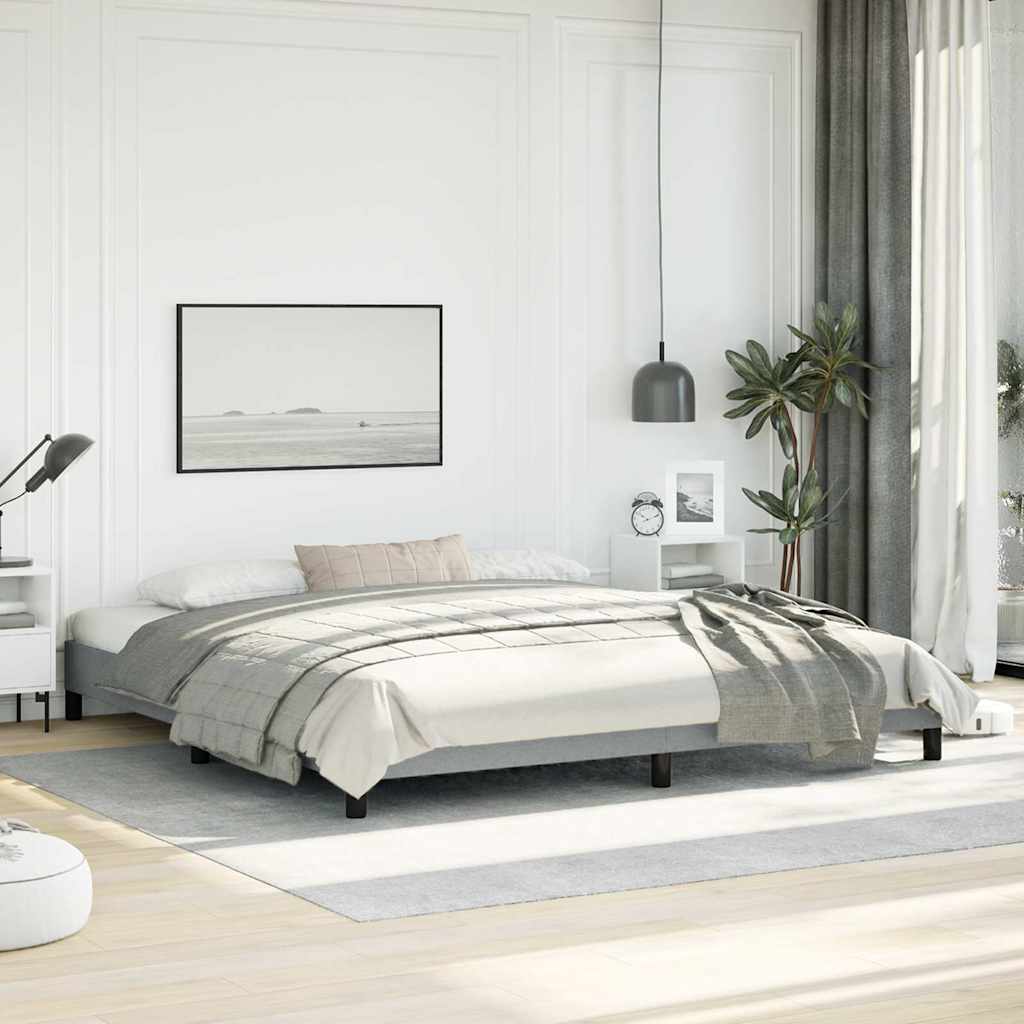 vidaXL Bed Frame without Mattress Light Grey 193x203 cm King Fabric