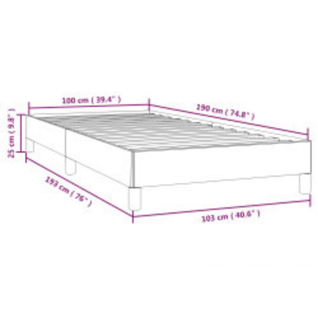 vidaXL Bed Frame without Mattress Dark Grey 100x190 cm Twin Fabric