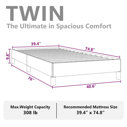 vidaXL Bed Frame without Mattress Dark Grey 100x190 cm Twin Fabric