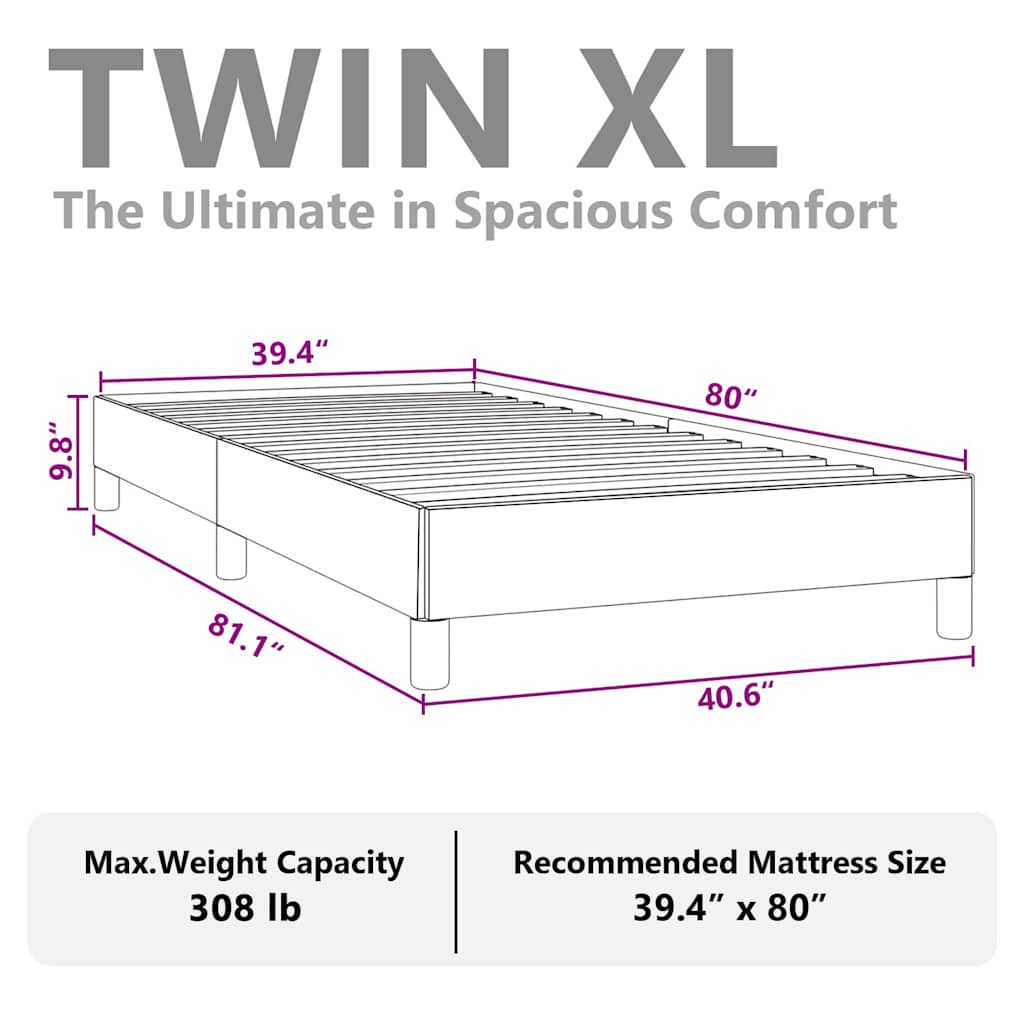 vidaXL Bed Frame without Mattress Light Grey 100x203 cm Twin XL Fabric