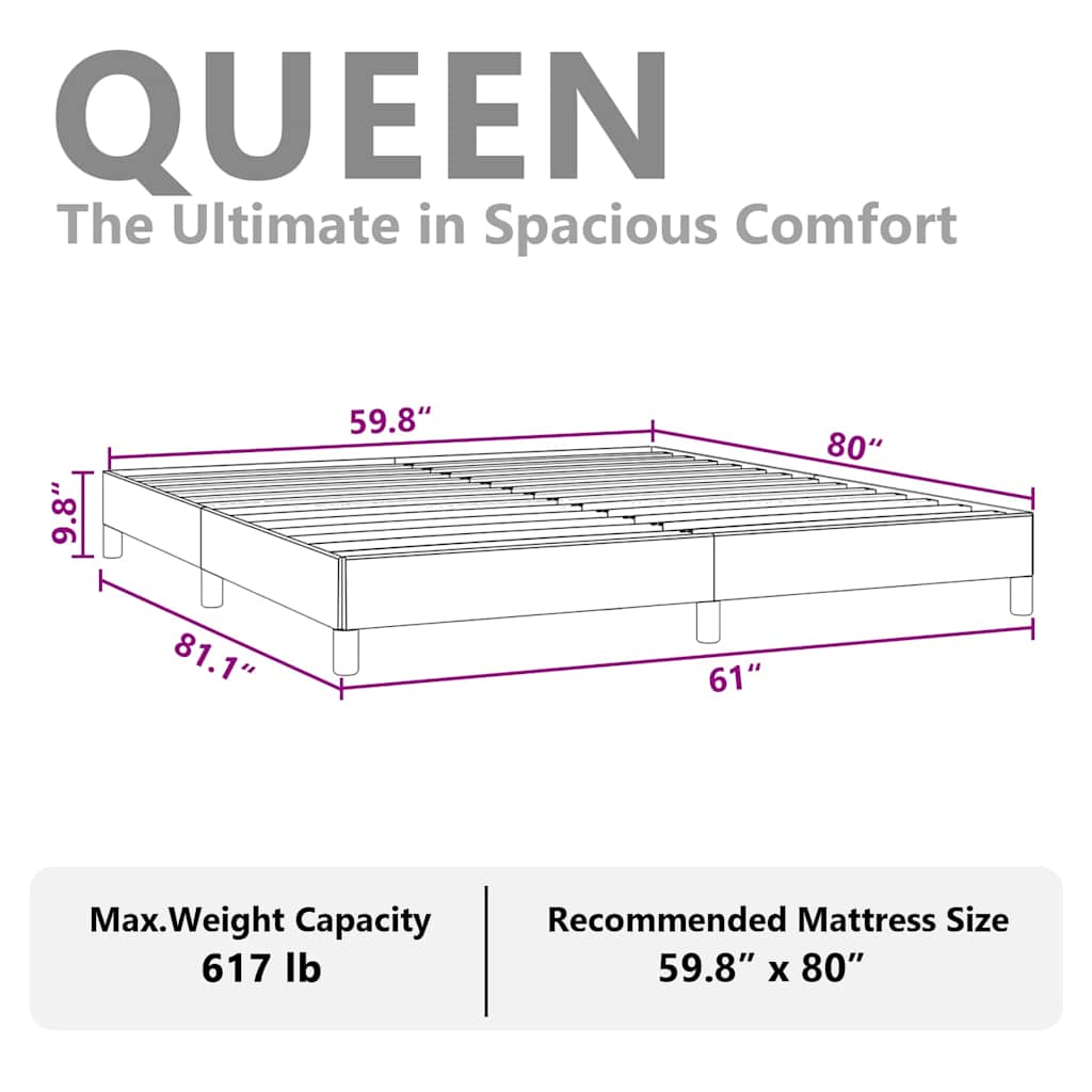 vidaXL Bed Frame without Mattress Dark Grey 152x203 cm Queen Fabric