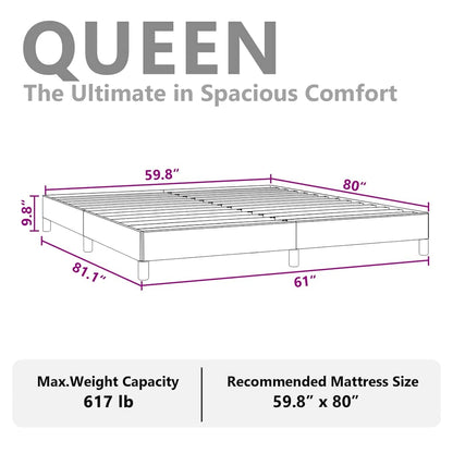 vidaXL Bed Frame without Mattress Dark Grey 152x203 cm Queen Fabric