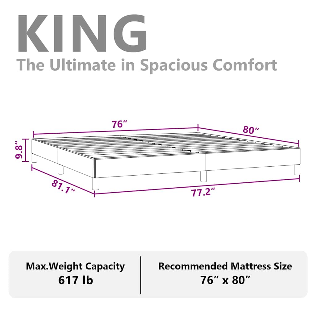 vidaXL Bed Frame without Mattress Dark Grey 193x203 cm King Fabric